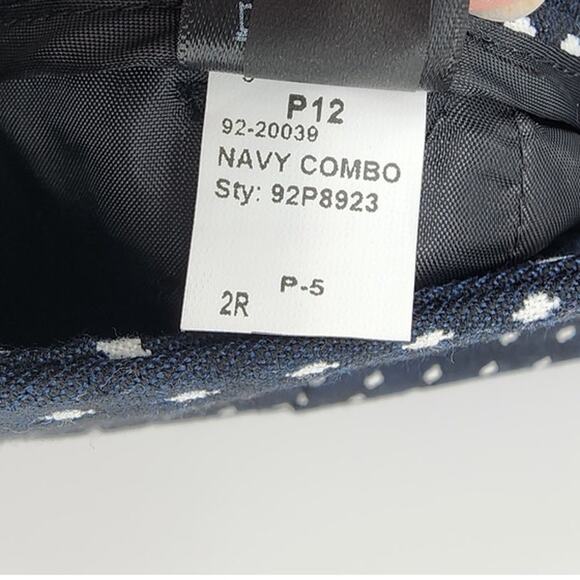 New NWT Express The Editor Pants Size 2R Navy Blue White Office Casual Diamond - Picture 8 of 10